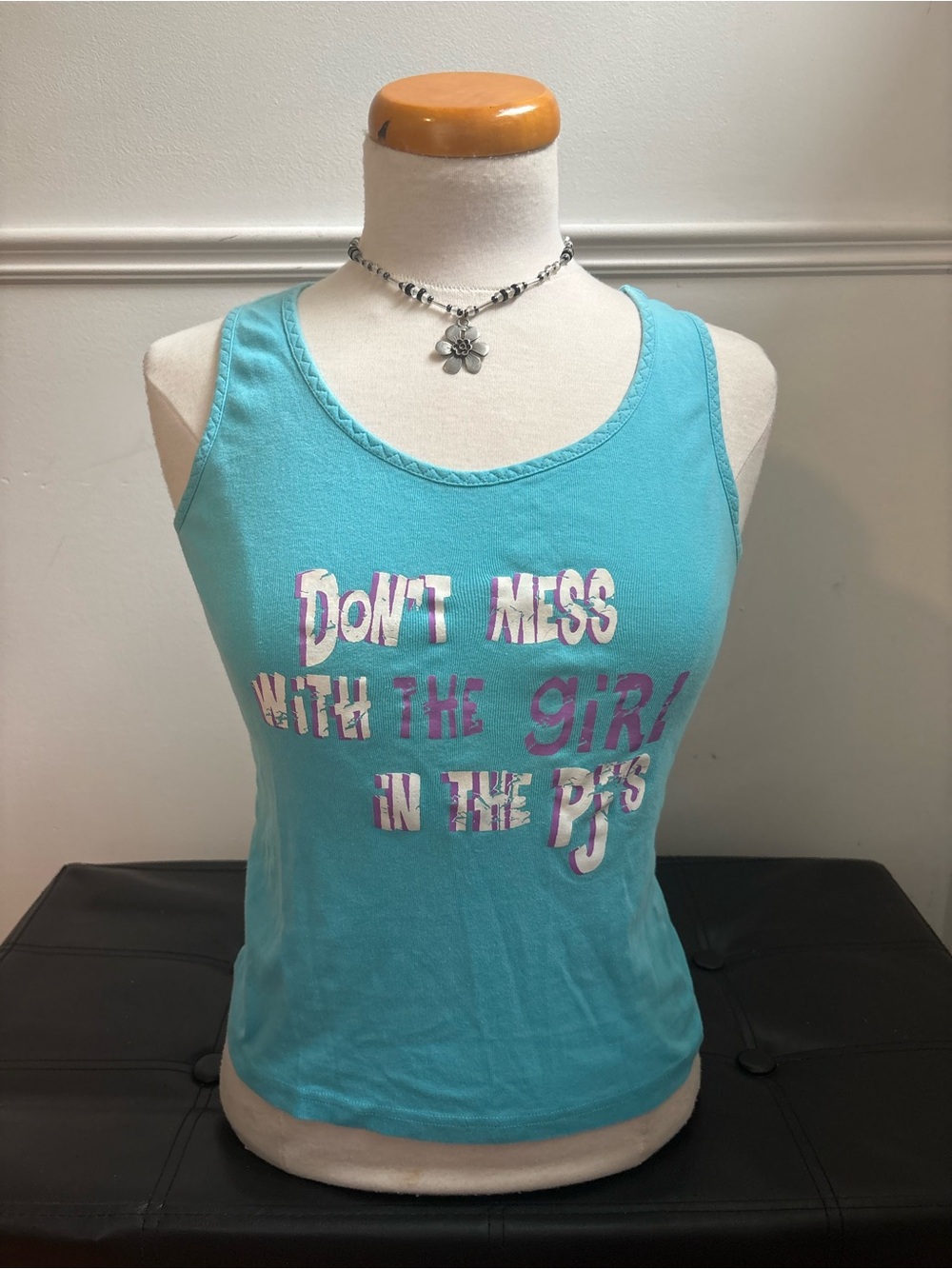 Turquoise Graphic Tank Top - Don't Mess With The Girl